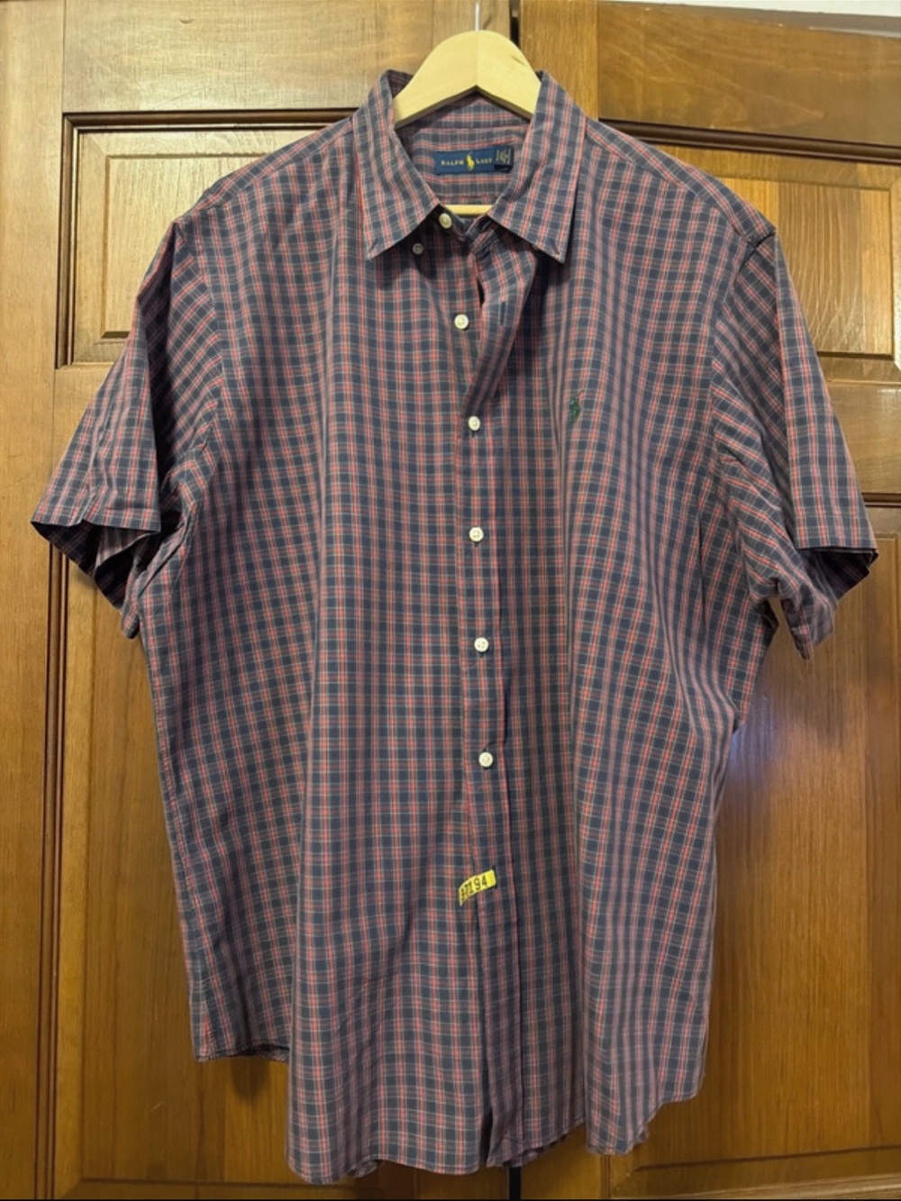 Ralph Lauren Navy & Red Plaid Short-Sleeve Button-Down Shirt